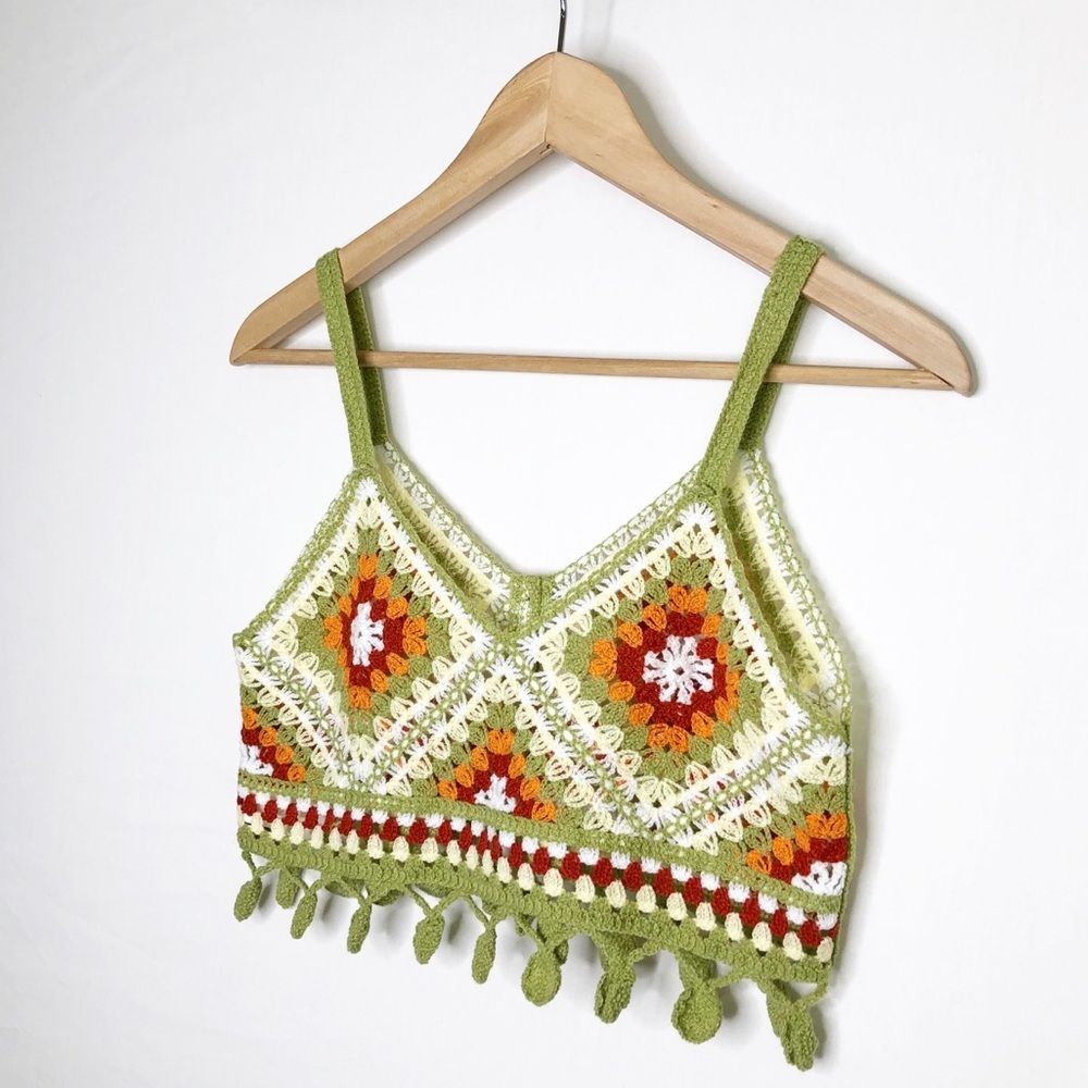 Bohemian Crochet, Multicolored Button, Front Top - image 6